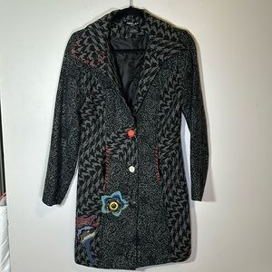 Anthropologie Neslay Paris unique‎ embroidered sequin houndstooth coat small